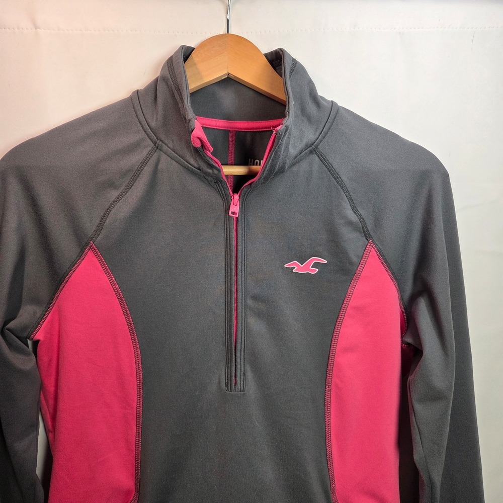 Hollister California Half Zip Pullover Large Grey Pink Athleisure